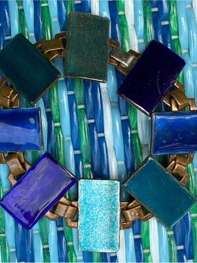 Blue & Teal Enamel Link Bracelet — Women's Fashion Bracelet